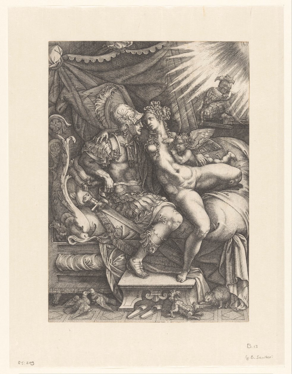 Mars and Venus as Lovers by Giovanni Battista Scultori