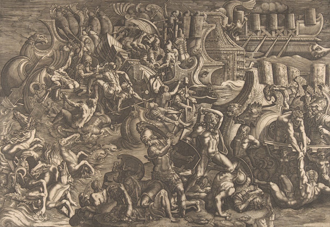 The Trojans repulsing the Greeks, 1538 by Giovanni Battista Scultori