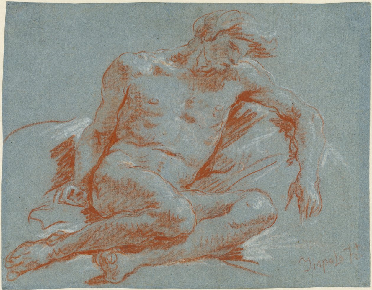 A Seated Male Nude by Giovanni Battista Tiepolo