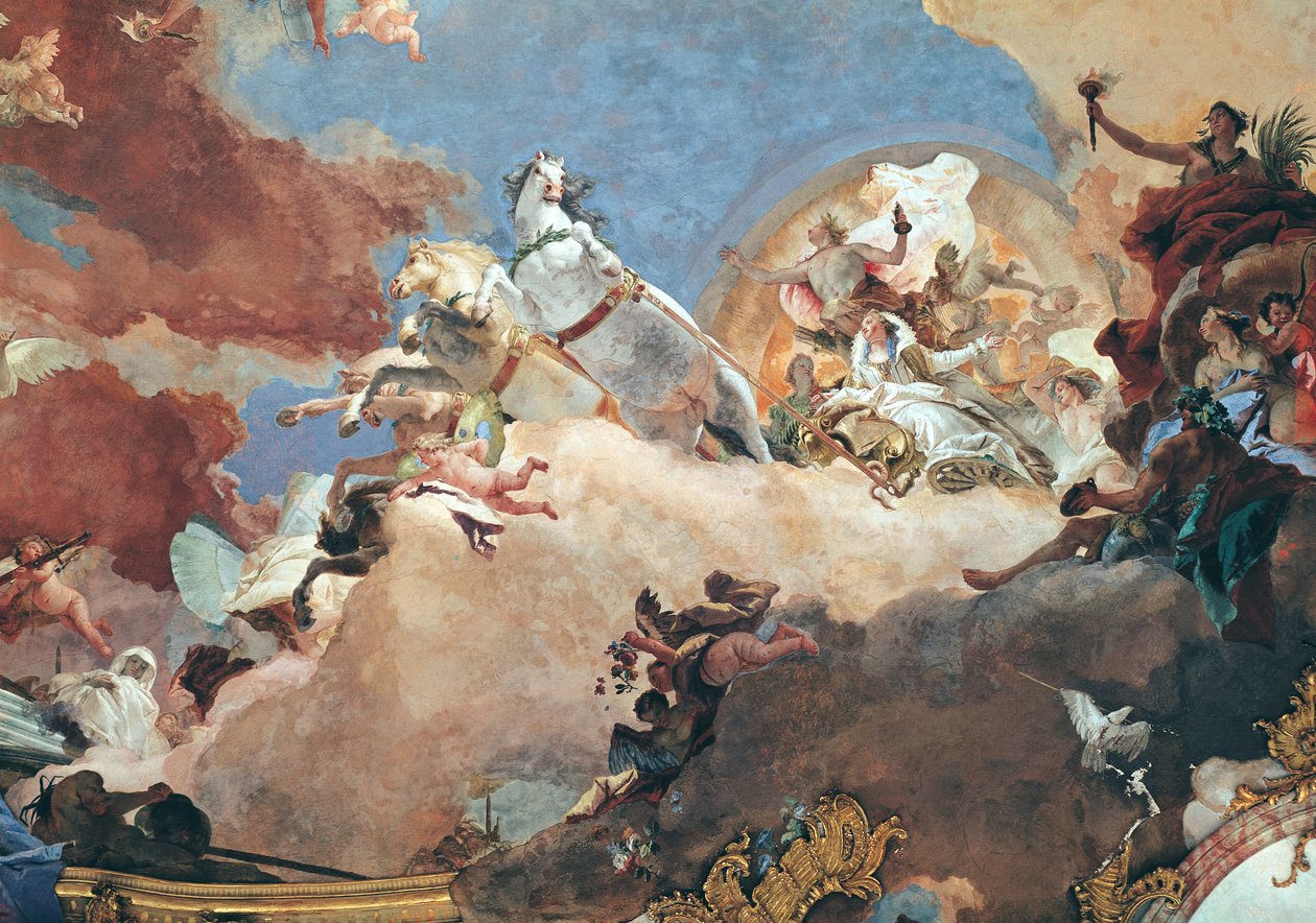 Apollo in his Sun Chariot Driving Beatrice I (1145-84) to Frederick I Barbarossa (1122-90) (detail) by Giovanni Battista Tiepolo