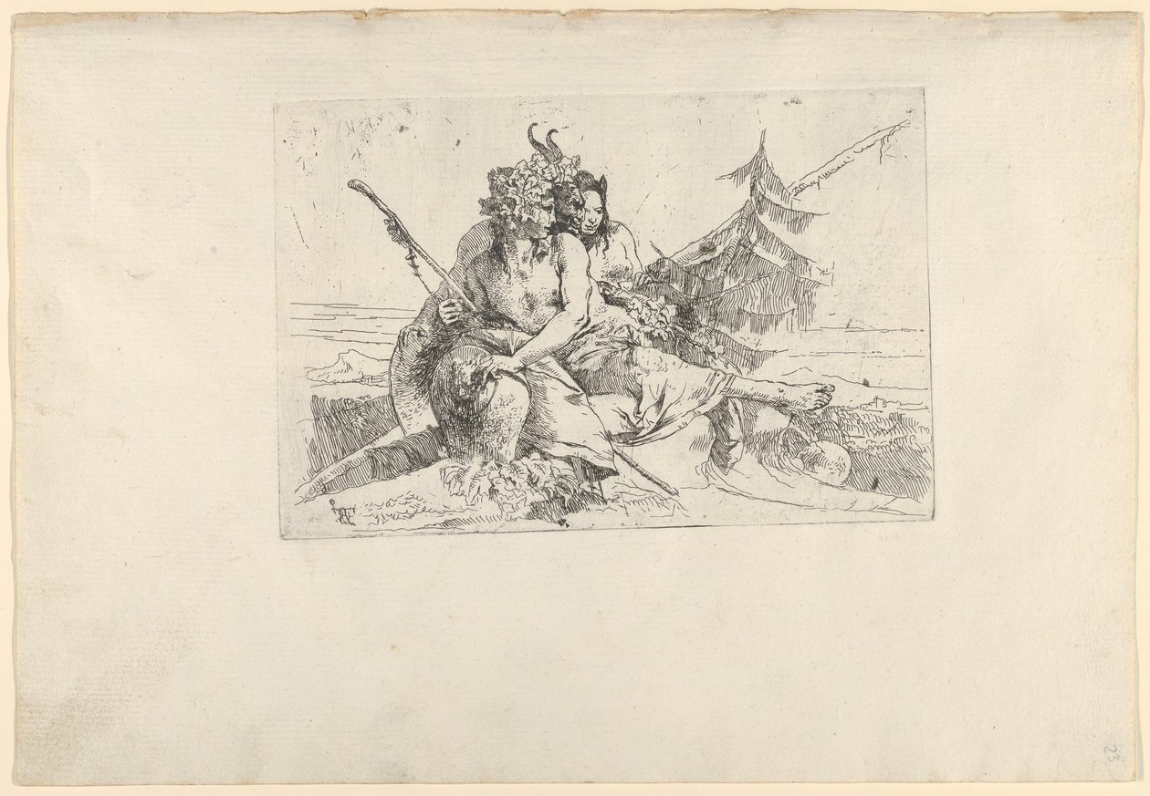 Bacchant, Satyr, and Fauness, from the Scherzi, ca. 1740 by Giovanni Battista Tiepolo