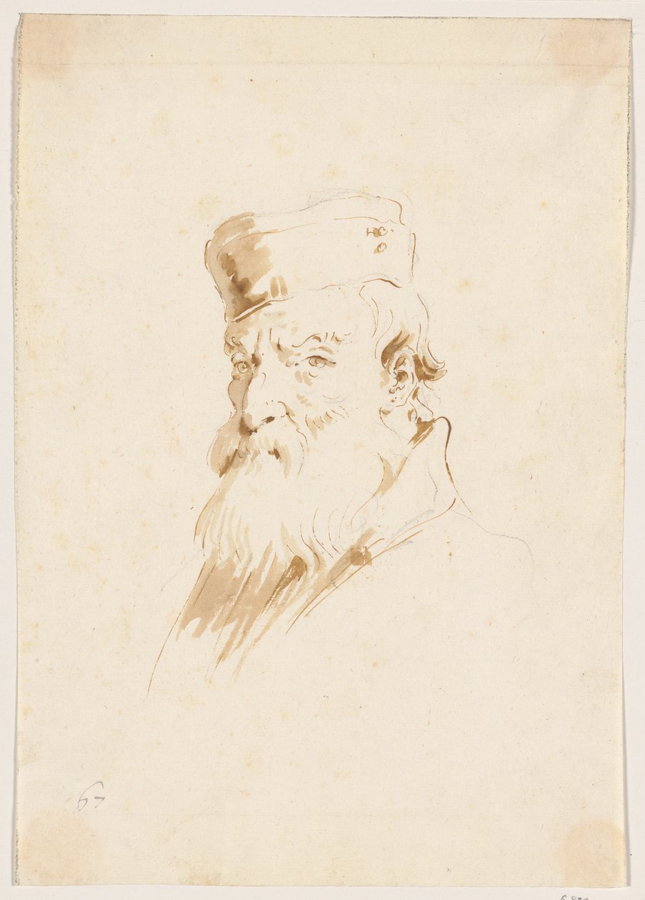 Bearded Man Wearing a Cap by Giovanni Battista Tiepolo