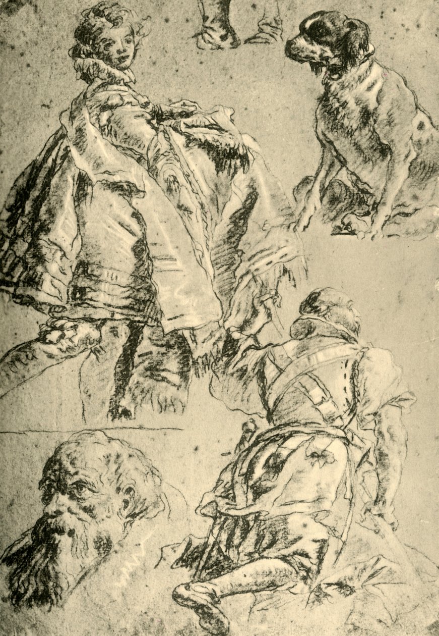 Detail Studies for the Frescoes in the Kaisersaal in the Residence at Würzburg, 1751-1752, 1928 by Giovanni Battista Tiepolo