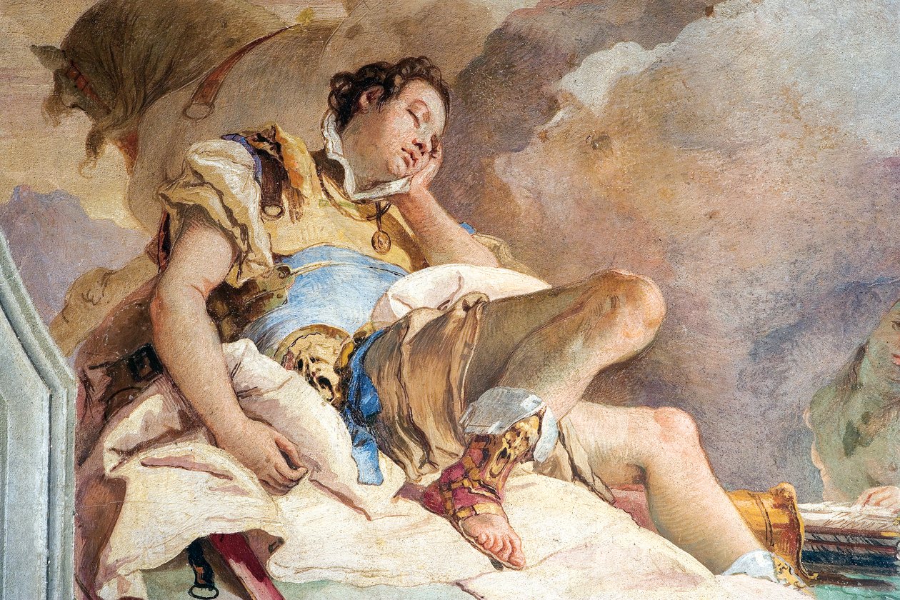(detail) Rinaldo, from Armida Abducting the Sleeping Rinaldo, from the Room of Jerusalem Delivered in the Palazzina, 1757 by Giovanni Battista Tiepolo