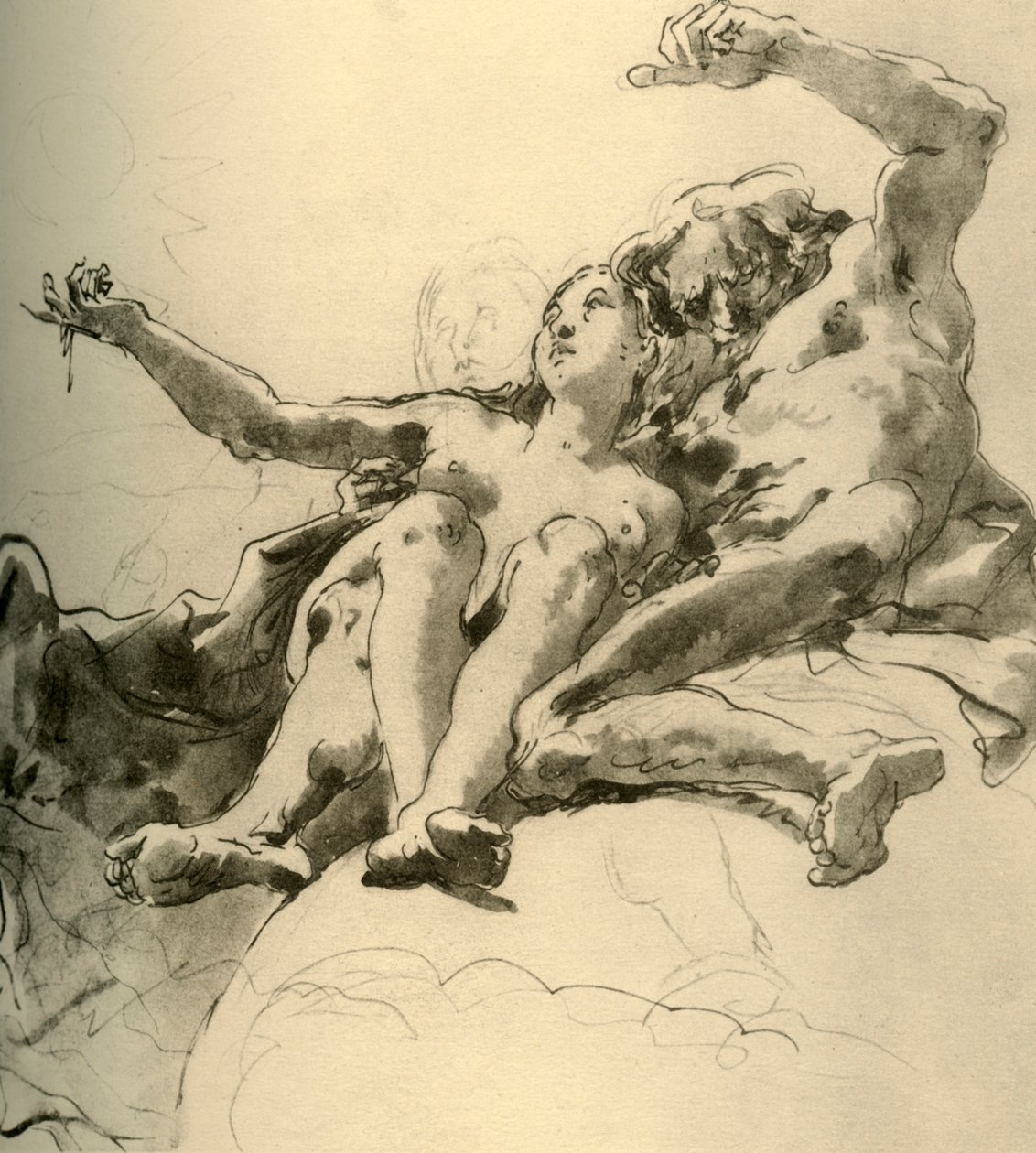 Elderly Man beside a Young Woman Who Points Up to the Sun by Giovanni Battista Tiepolo