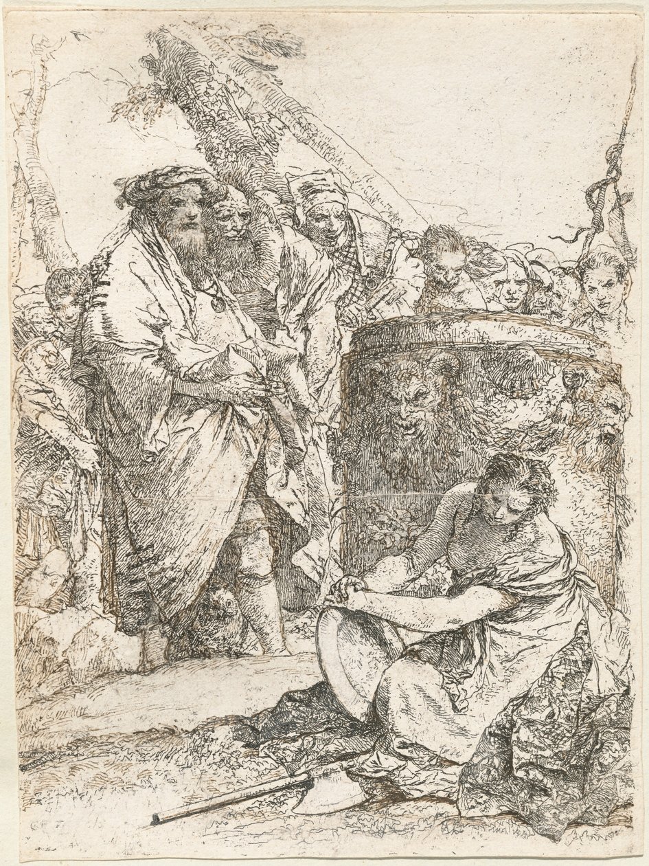 Magician and Other Figures before a Burning Altar with Skull and Bones by Giovanni Battista Tiepolo
