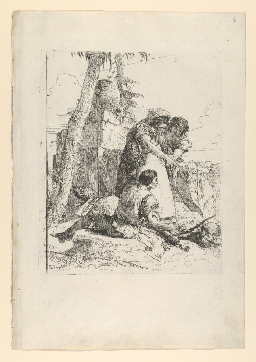 Magician pointing out a burning head to two youths, from the Scherzi, ca. 1743-50 by Giovanni Battista Tiepolo