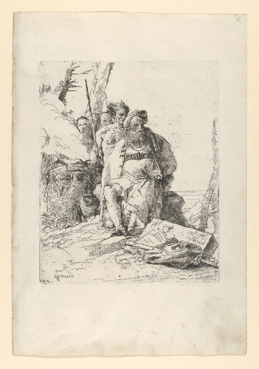 Magician with Four Figures Near a Smoking Altar, from the Scherzi by Giovanni Battista Tiepolo