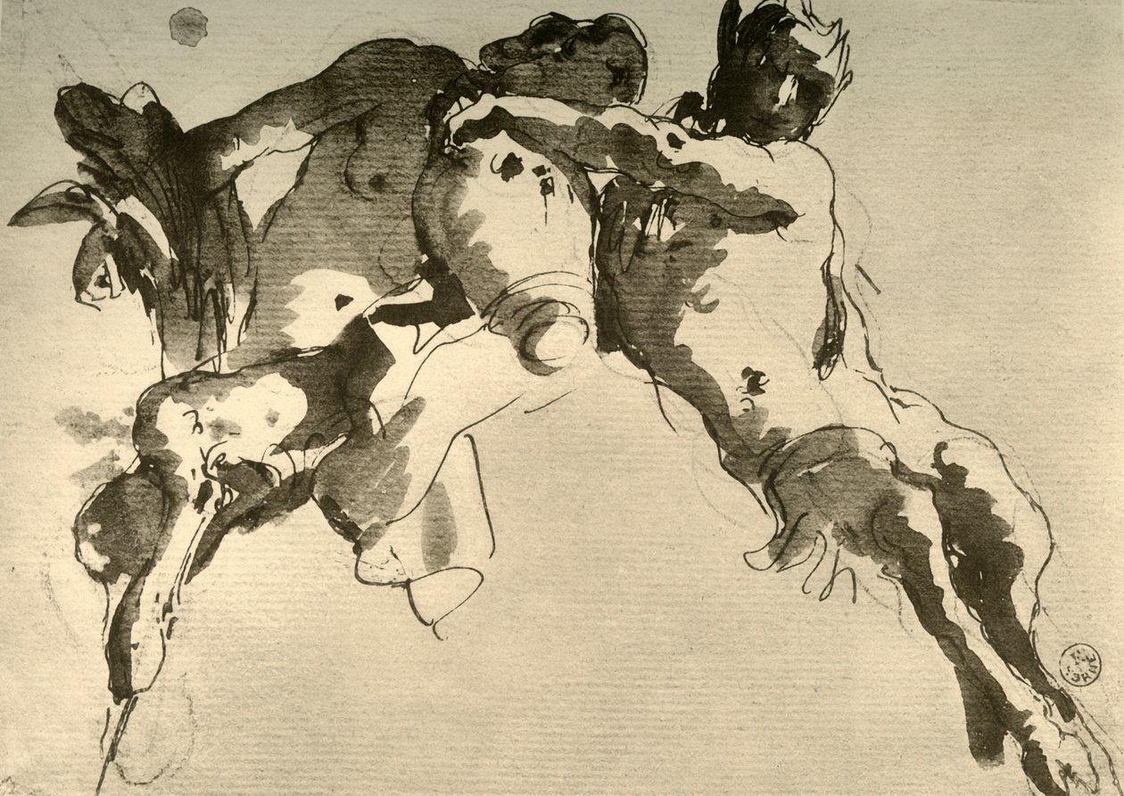 Male and Female Faun with Amphora by Giovanni Battista Tiepolo