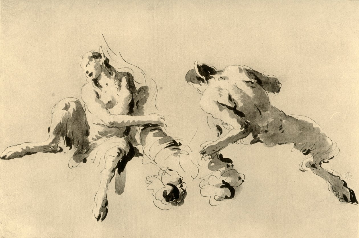 Male and Female Faun with Cornucopia by Giovanni Battista Tiepolo