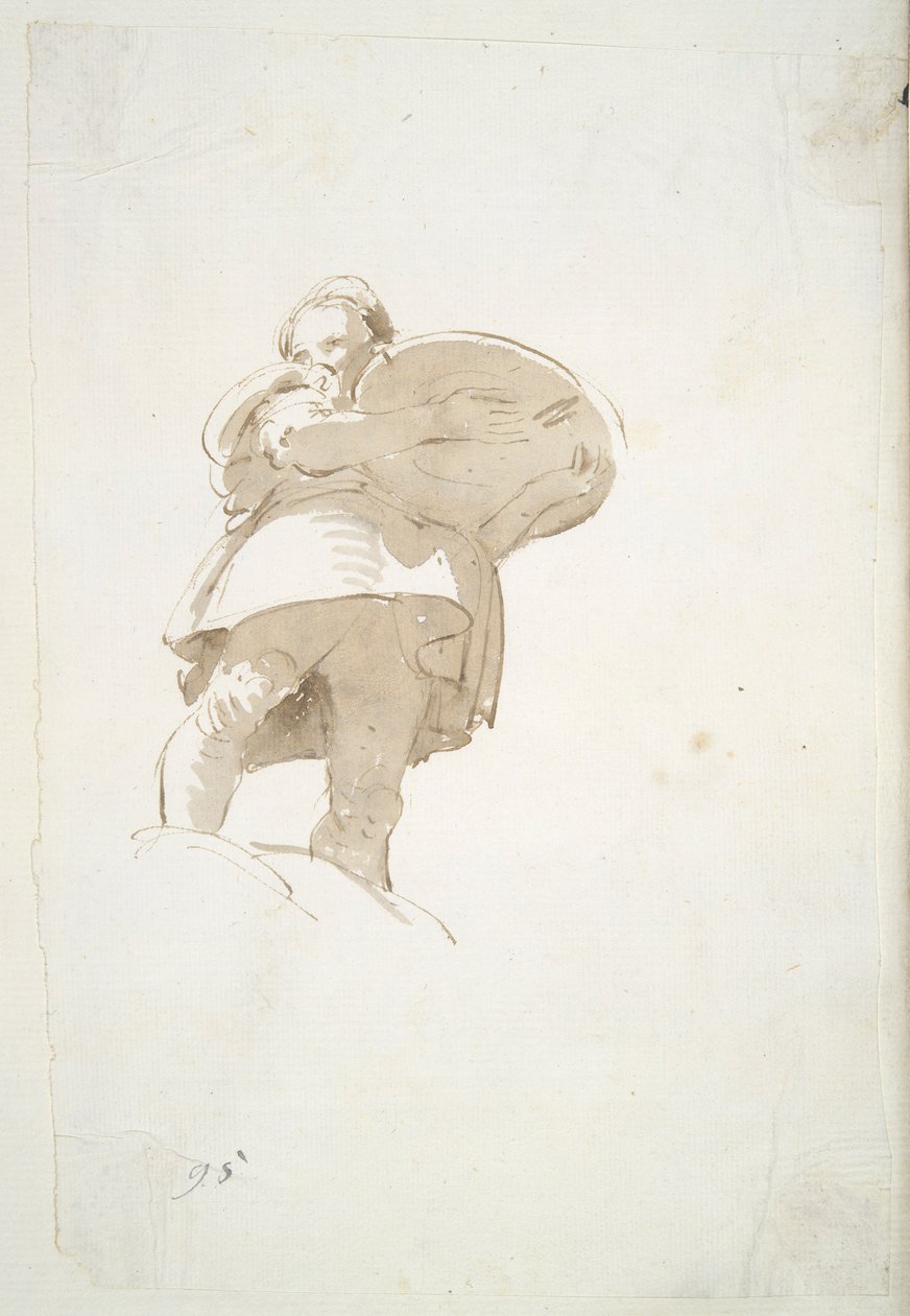 Male Figure Carrying a Tray, Seen from Below by Giovanni Battista Tiepolo