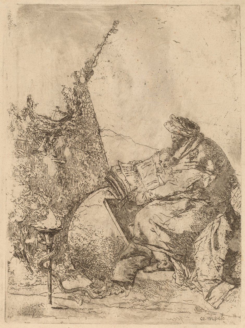 Philosopher Seated, with Globe, Book, and Compass by Giovanni Battista Tiepolo