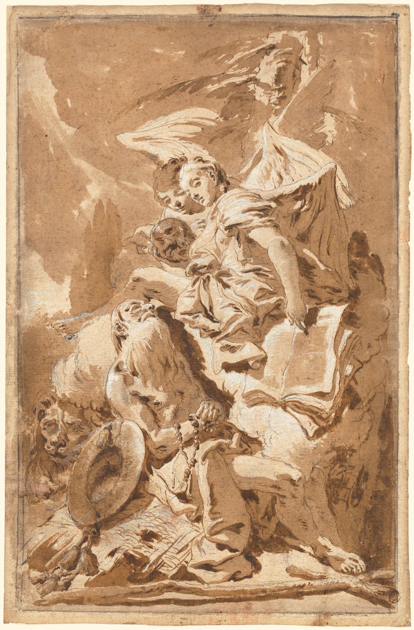 Saint Jerome in the Desert Listening to the Angels by Giovanni Battista Tiepolo
