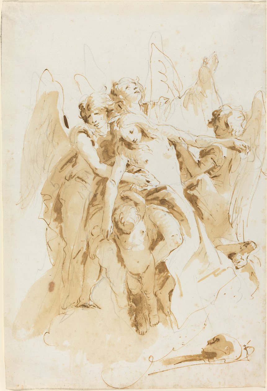 Saint Mary Magdalene Lifted by Angels by Giovanni Battista Tiepolo