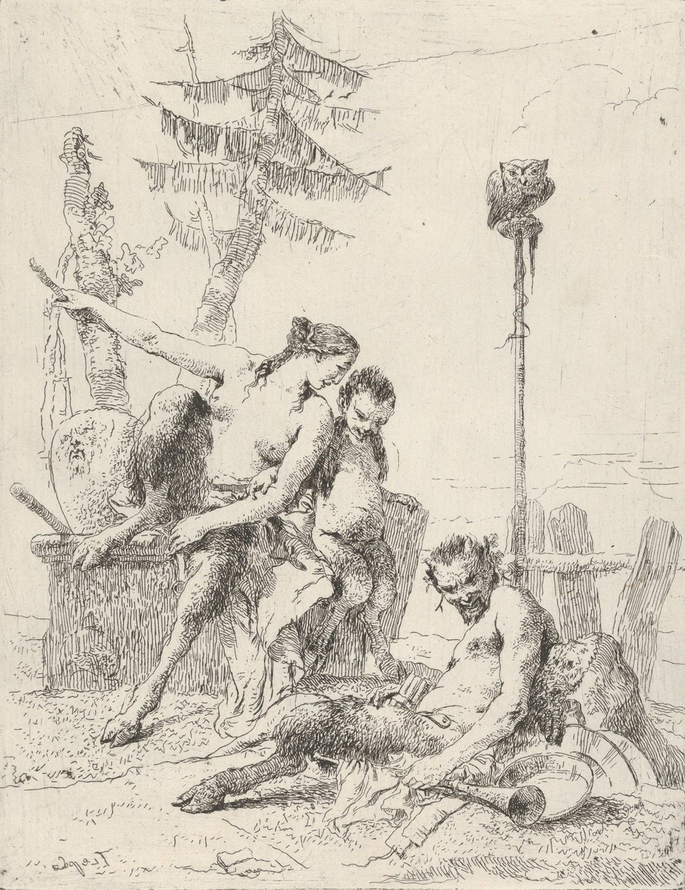 Satyr Family Pan and his Family, from the Scherzi by Giovanni Battista Tiepolo