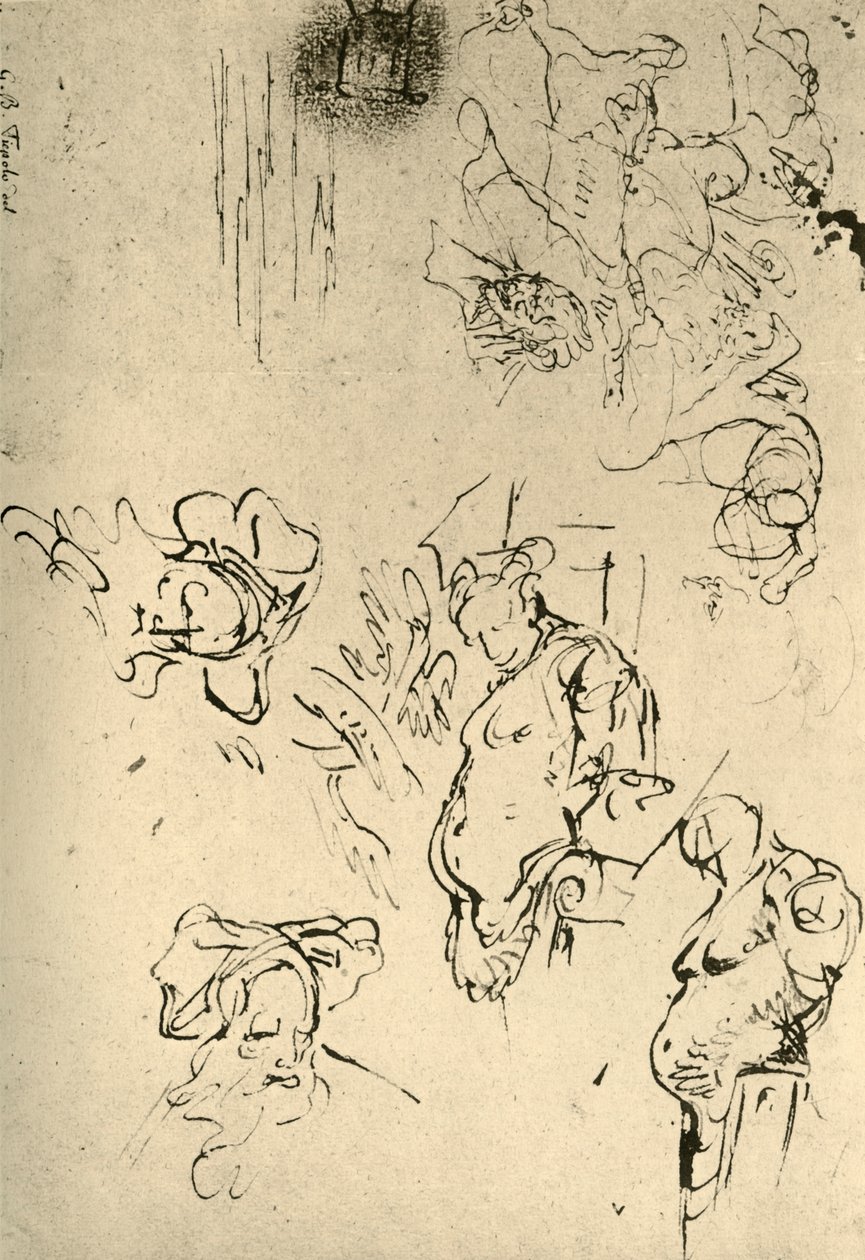Satyr Herms and Oriental Heads by Giovanni Battista Tiepolo