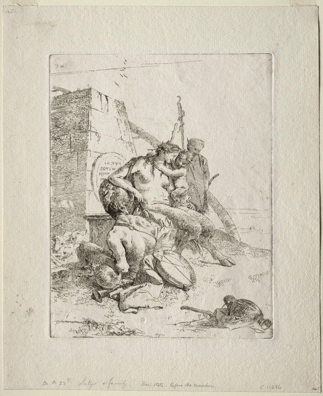Scherzi: Satyr Family with the Obelisk by Giovanni Battista Tiepolo