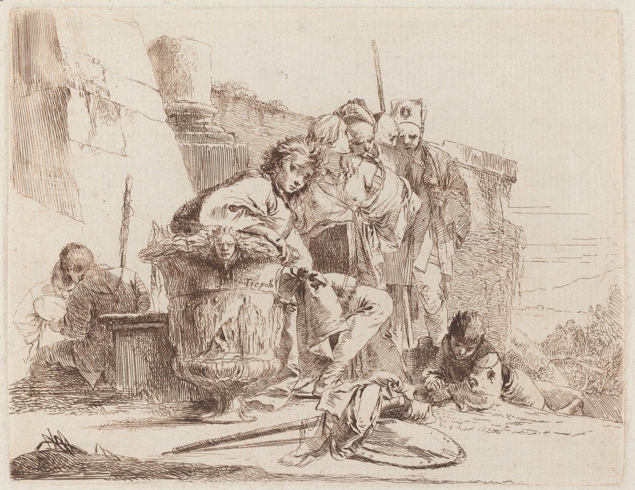 Seated Youth Leaning against an Urn by Giovanni-Battista Tiepolo