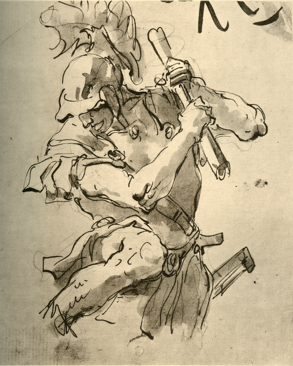 Soldier Raising His Arm to Strike by Giovanni Battista Tiepolo