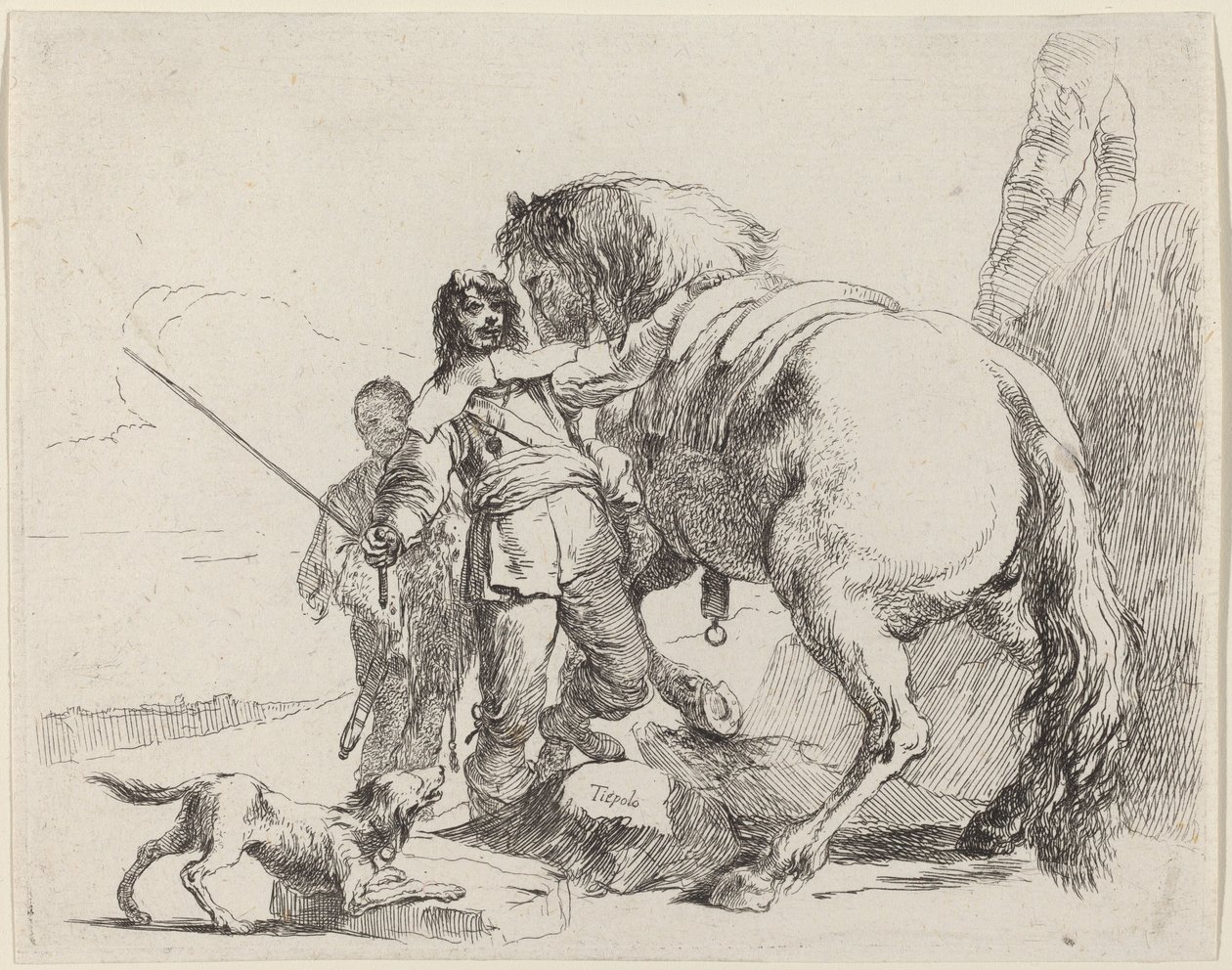 Soldier with Horse and Attendant by Giovanni-Battista Tiepolo