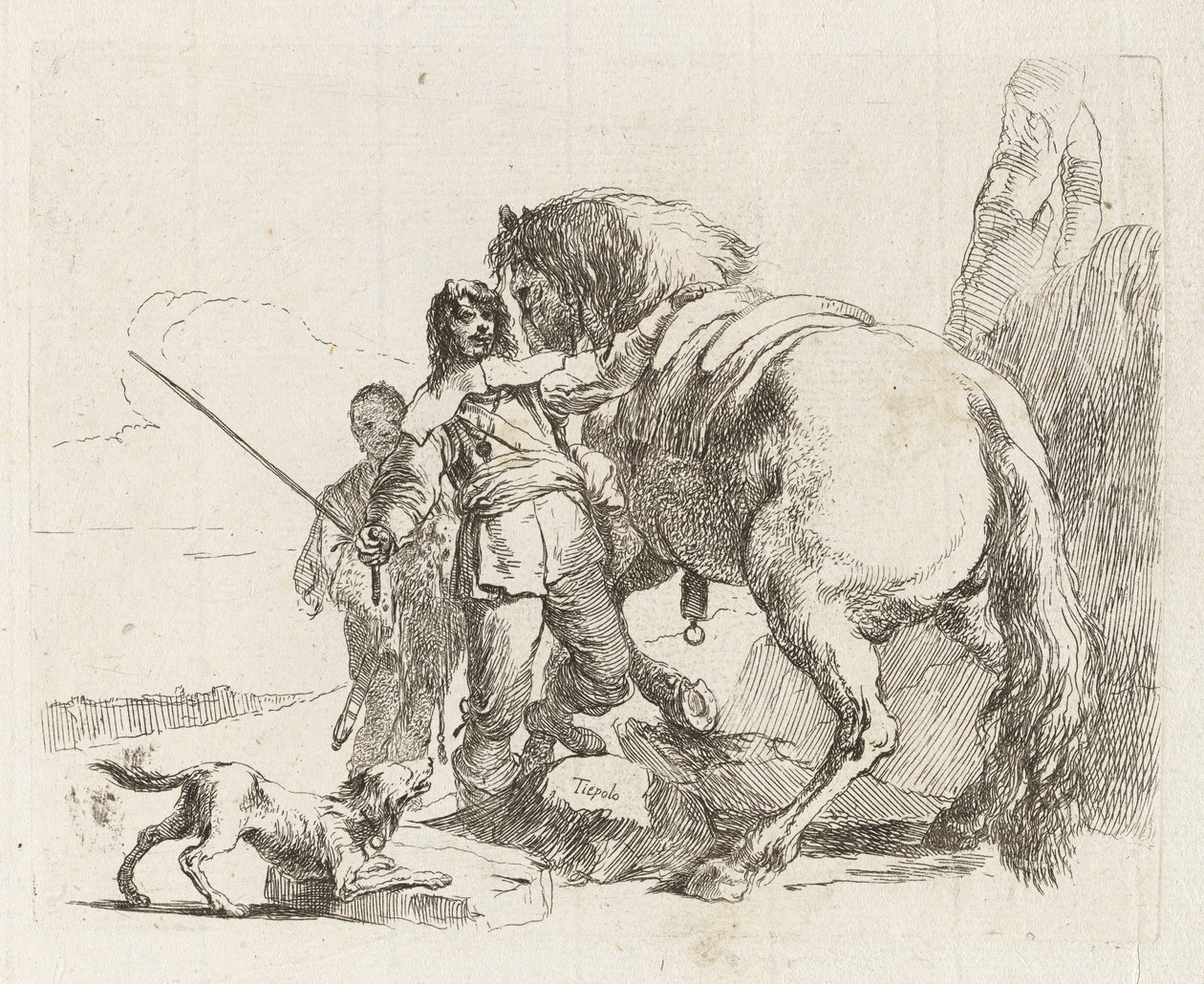 The Rider Standing by His Horse, from Various Capriccios by Giovanni Battista Tiepolo