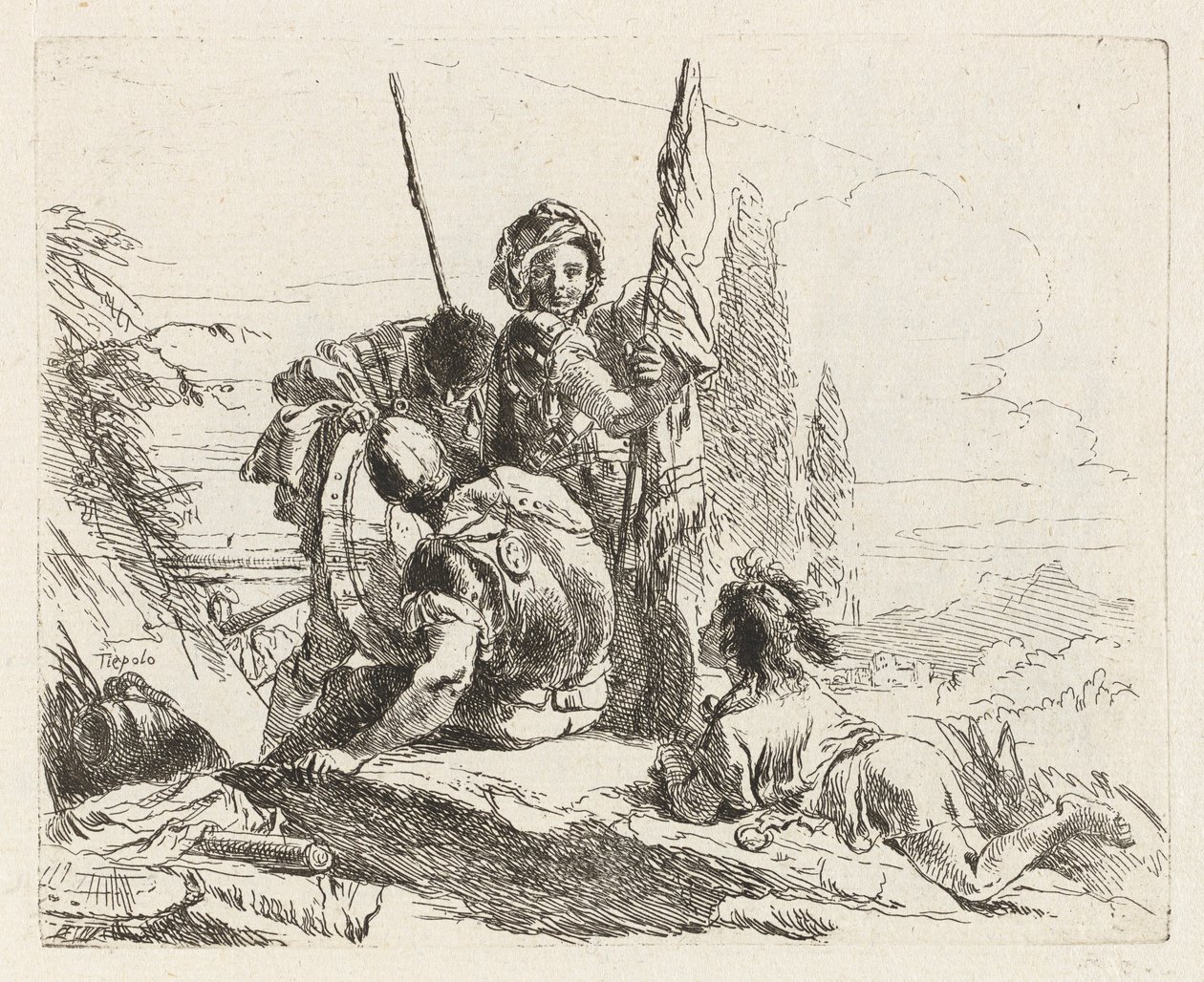 Three Soldiers and a Boy, from Various Capriccios by Giovanni Battista Tiepolo