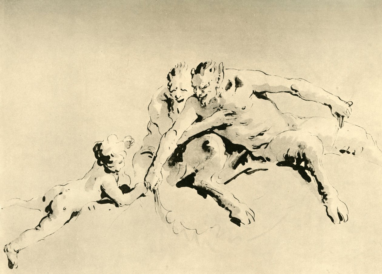 Two Fauns and a Cupid by Giovanni Battista Tiepolo