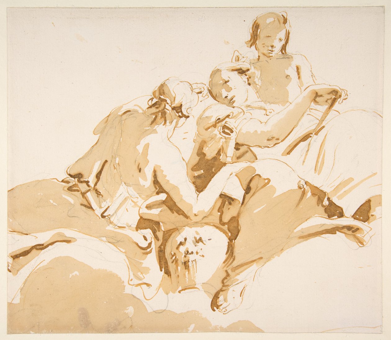 Two Seated Women and a Boy on Clouds by Giovanni Battista Tiepolo
