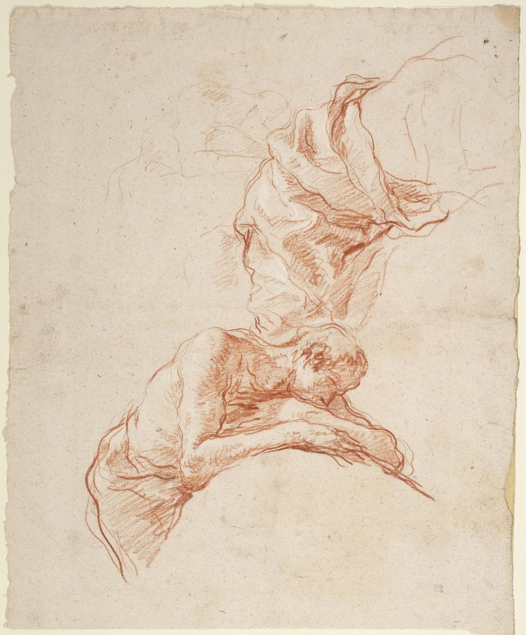 Two Studies of Partly Draped Male Figures; Verso: Studies of Legs and a Foot by Giovanni Battista Tiepolo