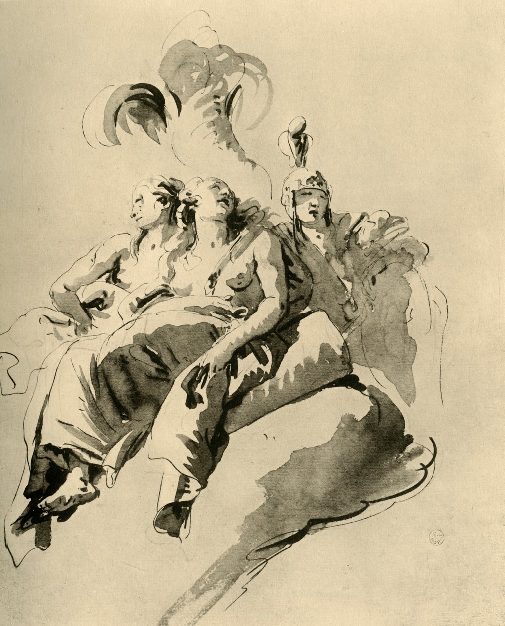 Two Young Women and a Soldier by Giovanni Battista Tiepolo