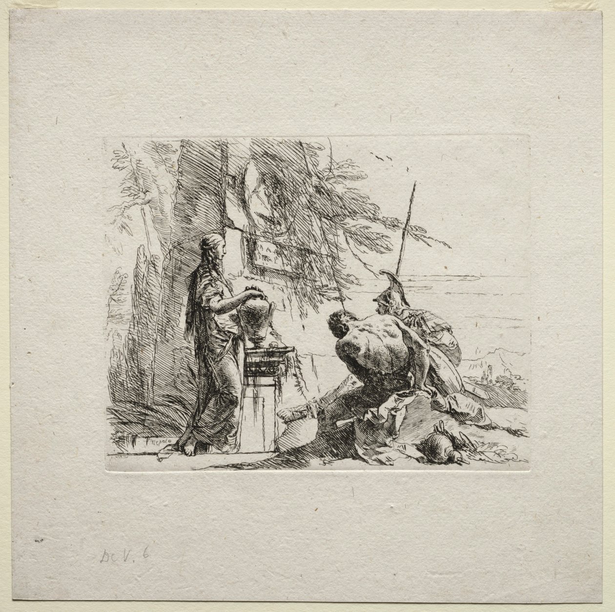 Various Caprices: The Woman Standing with Hands on a Vase, 1785 by Giovanni Battista Tiepolo