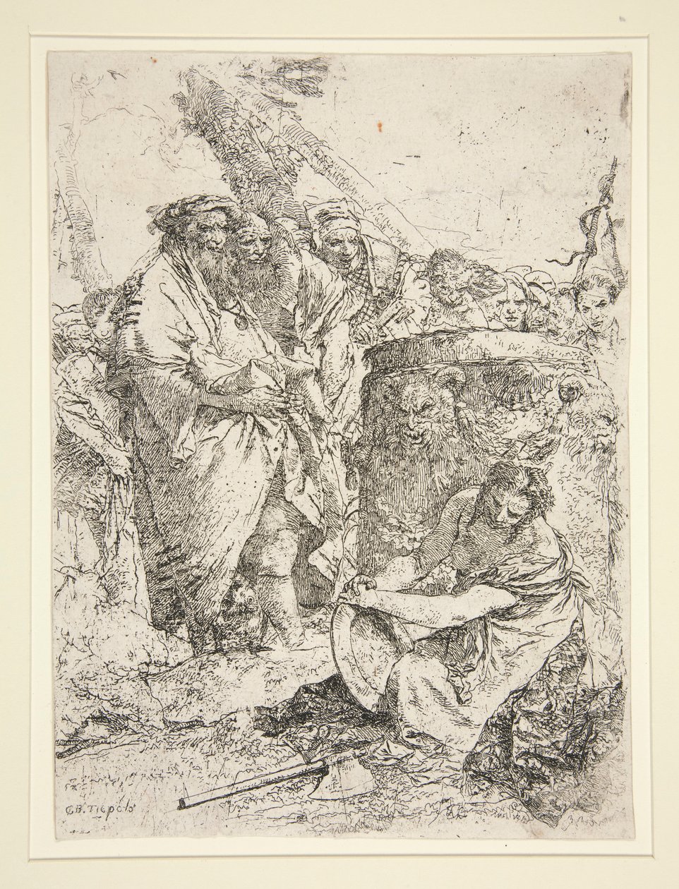 Woman Kneeling and Holding a Dish, from the series Scherzi by Giovanni Battista Tiepolo