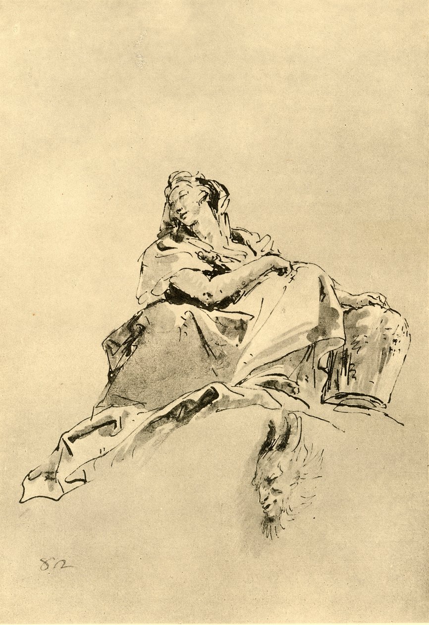 Young Woman sitting, holding a Jug by her side, mid 18th century, 1928 by Giovanni Battista Tiepolo