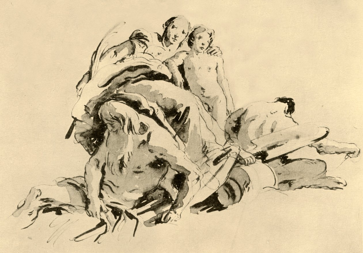 Young Woman with Boy, Rivergod and Satyr by Giovanni Battista Tiepolo