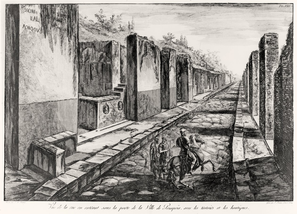 View of the Street of the Gateway of the City of Pompeii, from Antiquites de Pompeia by G.B. Piranesi, engraved by Francesco Piranesi by Giovanni Battista Piranesi