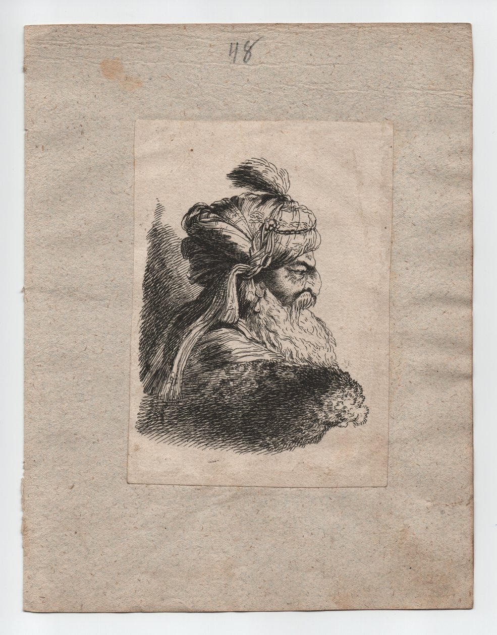 Turkish Head with Turban by Giovanni Benedetto (1609 64) (after) Castiglione