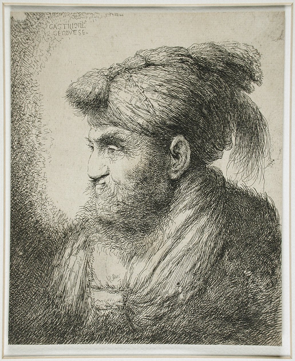 Bearded Man Wearing a Turban by Giovanni Benedetto Castiglione