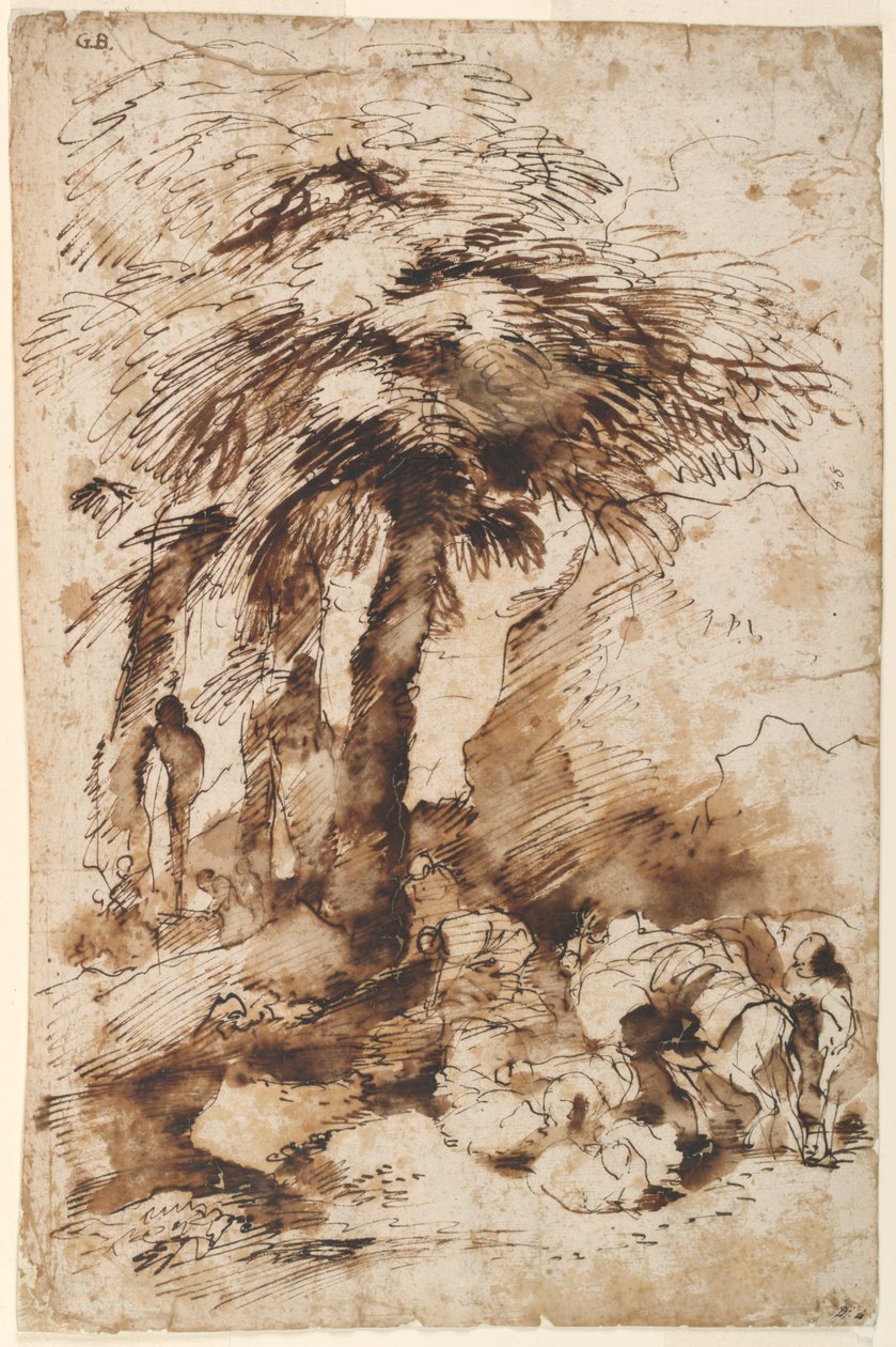 Caravan at Rest Near a Herm by Giovanni Benedetto Castiglione