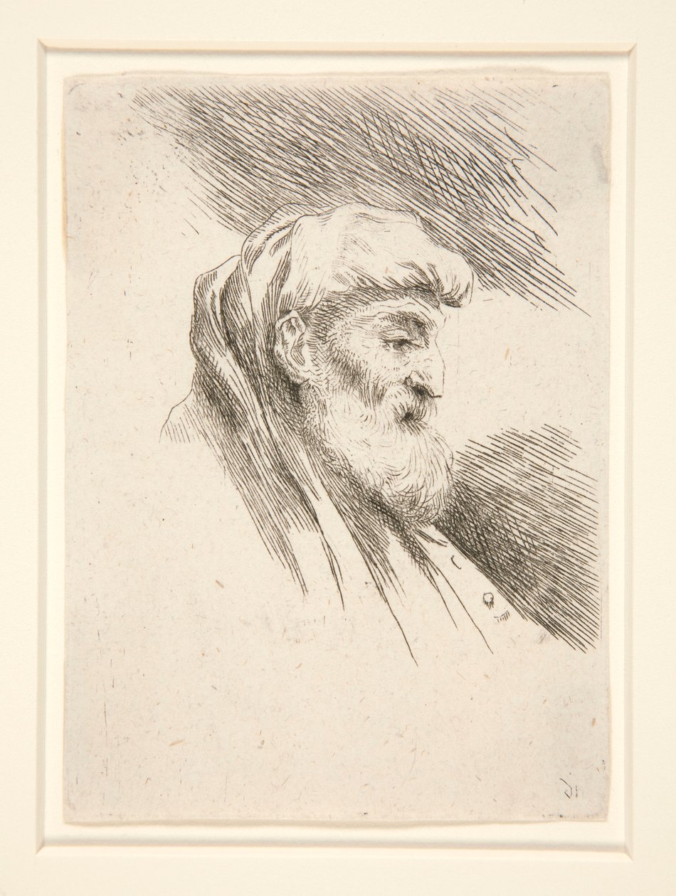 Old Man with Long Beard, in Profile, Turned to Right, from the Series Les Petites Tetes by Giovanni Benedetto Castiglione
