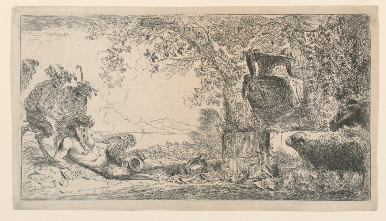 Pan Sitting Opposite a Vase by Giovanni Benedetto Castiglione