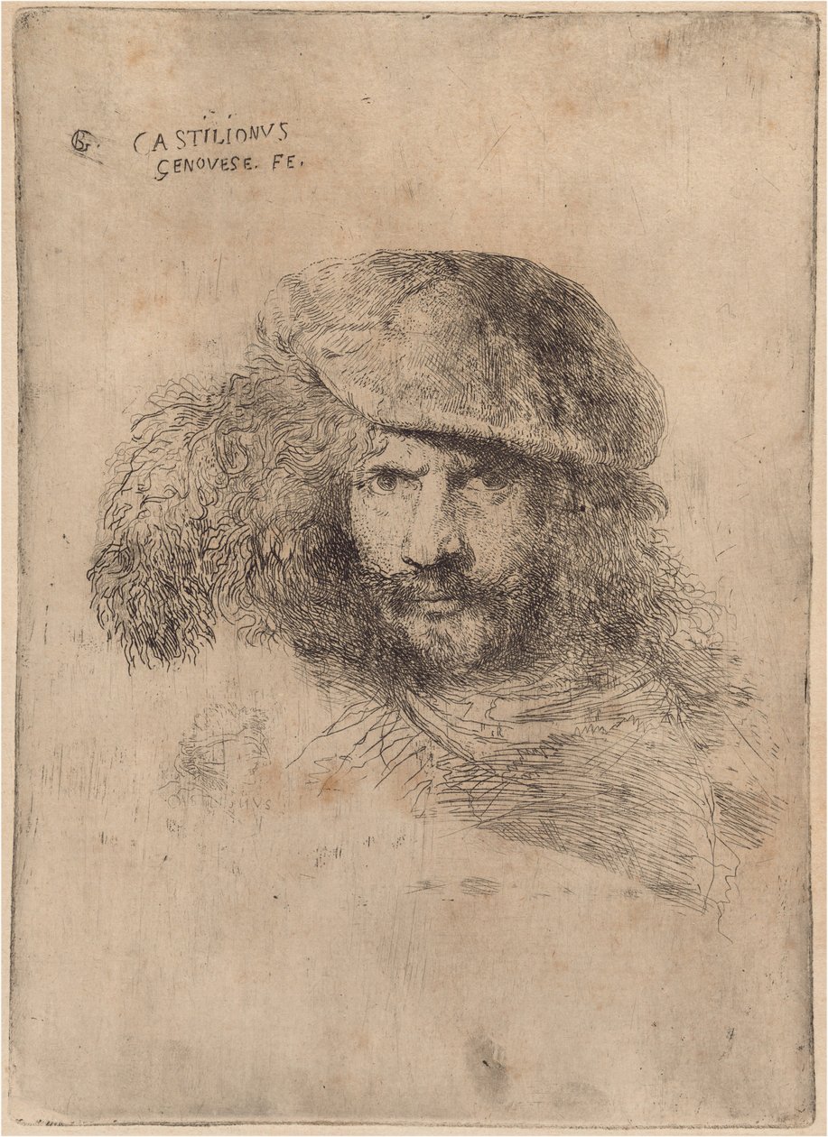 Self-Portrait(?), Wearing a Plumed Cap by Giovanni Benedetto Castiglione