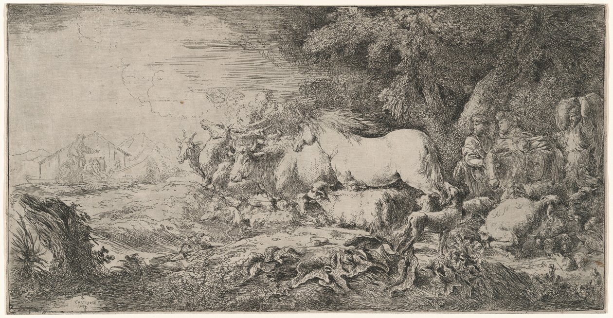 The Animals Going toward the Ark by Giovanni Benedetto Castiglione