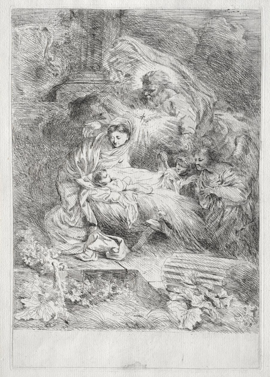 The Nativity with God the Father and the Holy Spirit by Giovanni Benedetto Castiglione