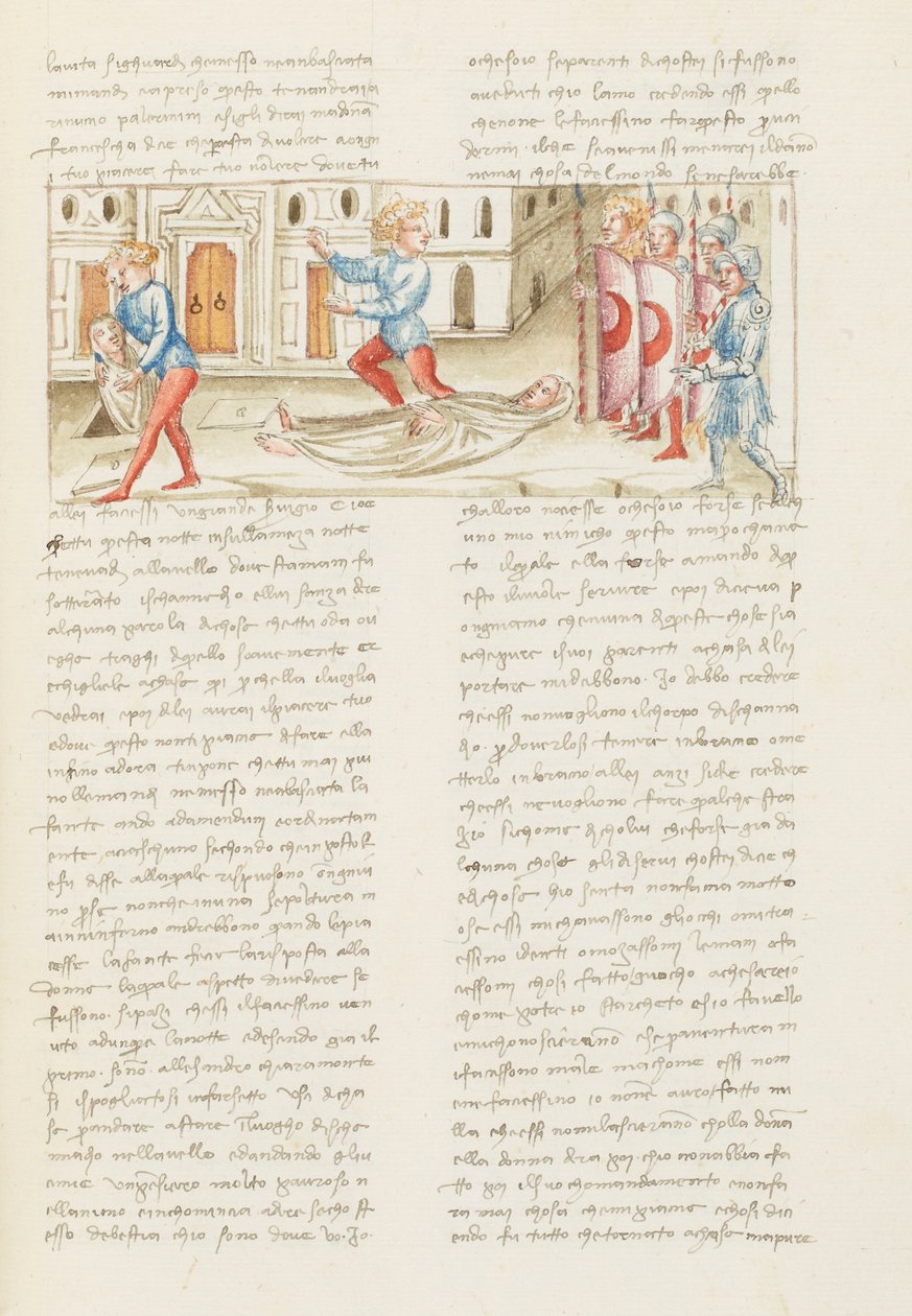 Decameron, Back to Back - Rinuccio Palermini at the Cemetery - Rinuccio Palermini Fleeing the Guard, Ninth Day, Tale 1. by Giovanni Boccaccio