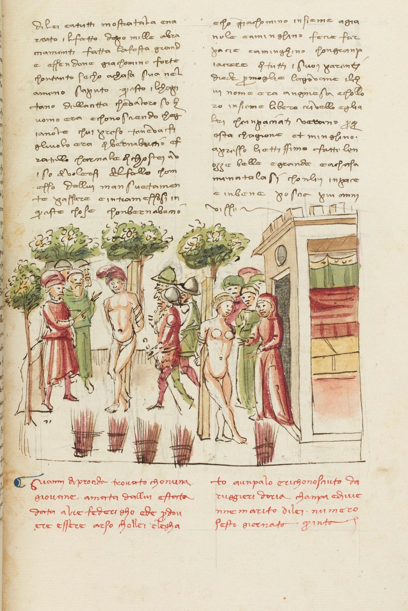 Decameron, The Young Captive - Restituta Bolgaro and Giari di Procida at the pillory, Fifth day, story 6 by Giovanni Boccaccio