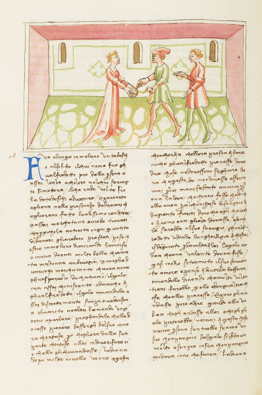 Decameron, The Demi-Monde; Gulfardo Paying Ambruogia, Eighth Day, Tale 1. by Giovanni Boccaccio
