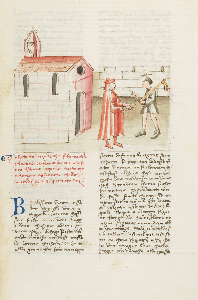 Decameron, The Seraglio of the Mute - Masetto da Lamporecchio Arriving at the Monastery, Third Day, Tale 1 by Giovanni Boccaccio