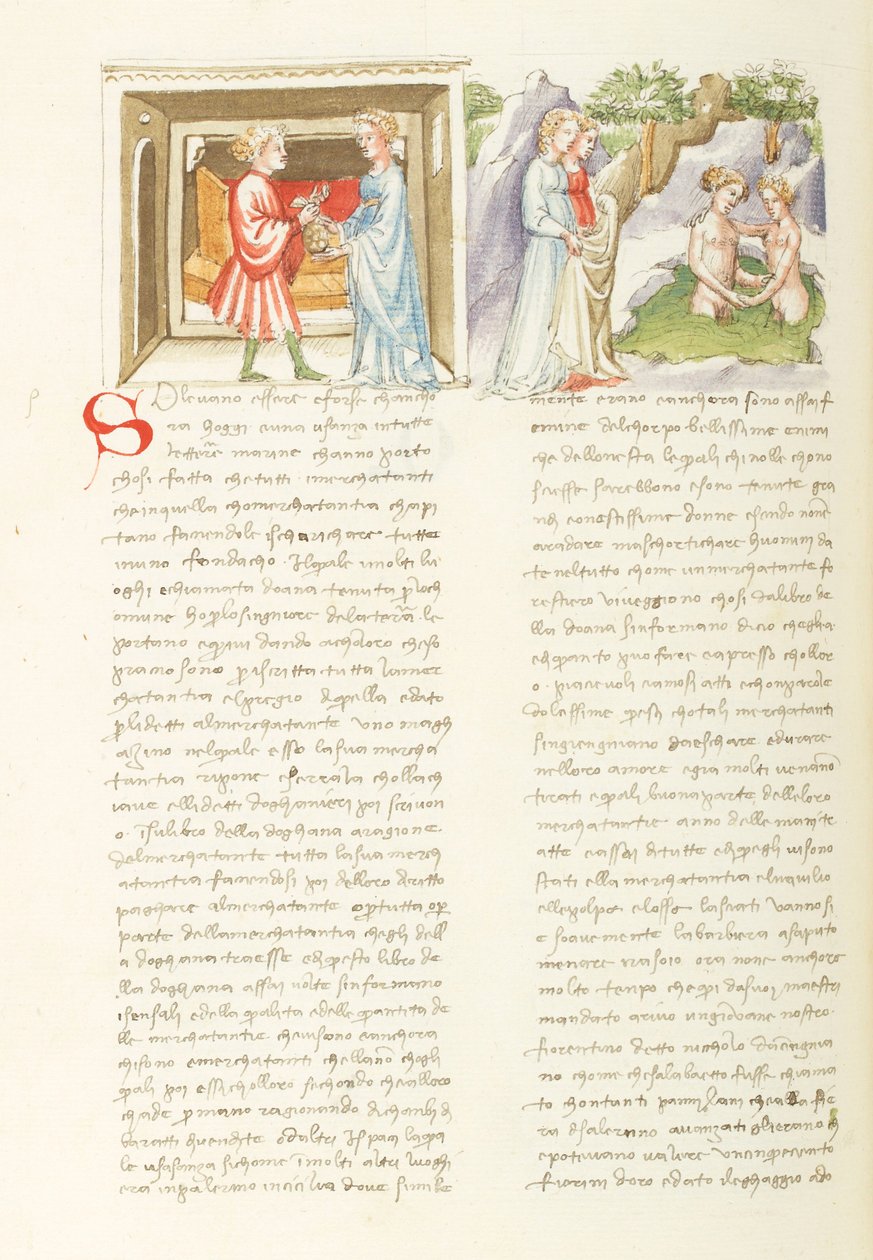 Decameron, Dangerous Liaison - Salabaetto and Jancofiore Bathing, Eighth Day, Tale 10. by Giovanni Boccaccio