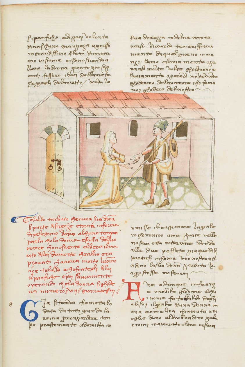 Decameron, The Armenian Steward - Tedaldo degli Elisei disguised finds Ermellina, Fifth day, story 7 by Giovanni Boccaccio