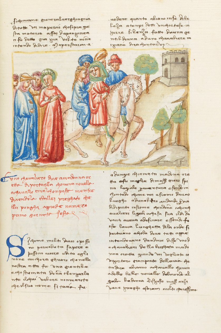 Decameron, A Storyteller Who Confuses Laurette Spina on the Horse, Sixth Day, Tale 1. by Giovanni Boccaccio